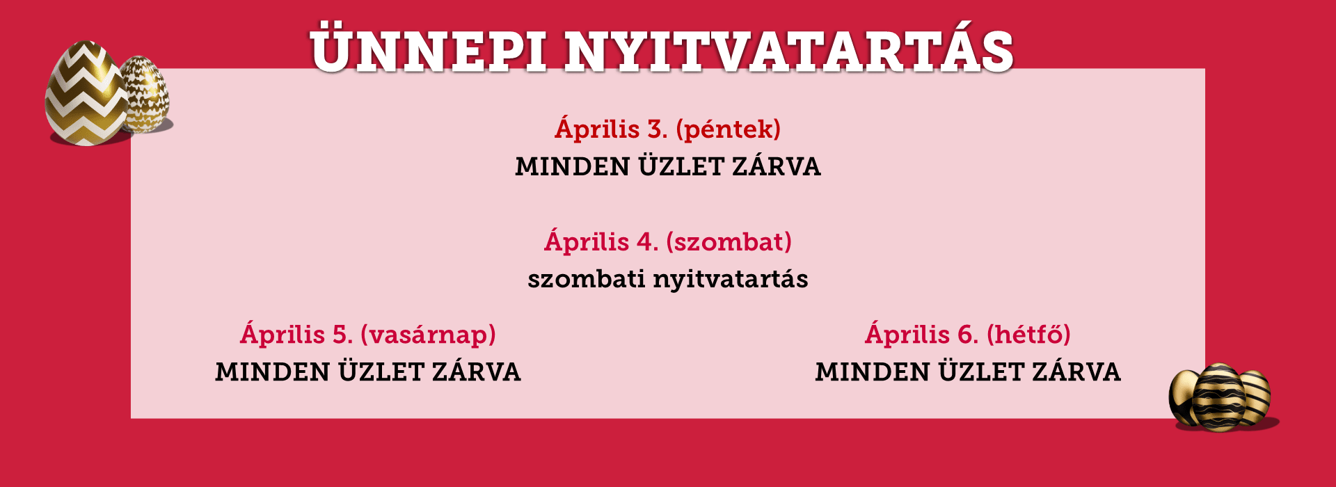 Húsvéti nyitvatartás 2026